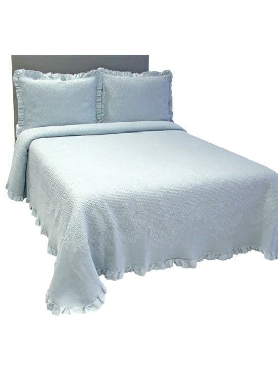 Colcha Elysee +volante azul celeste