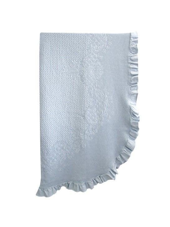 Colcha Elysee +volante azul celeste
