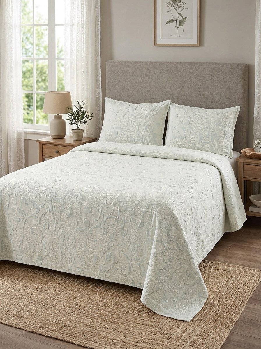 Colcha Fleur verde agua