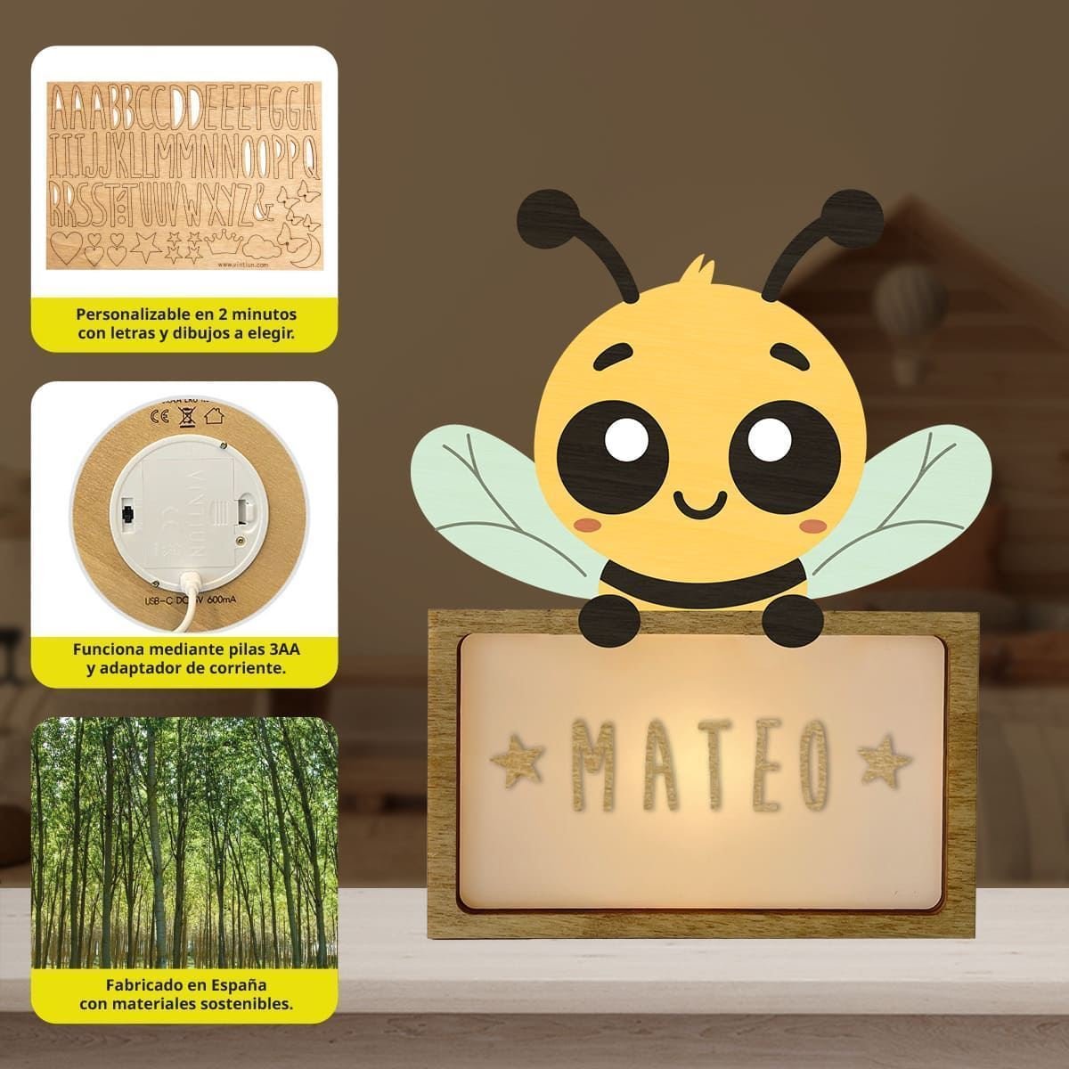 Lámpara Abeja Personalizable