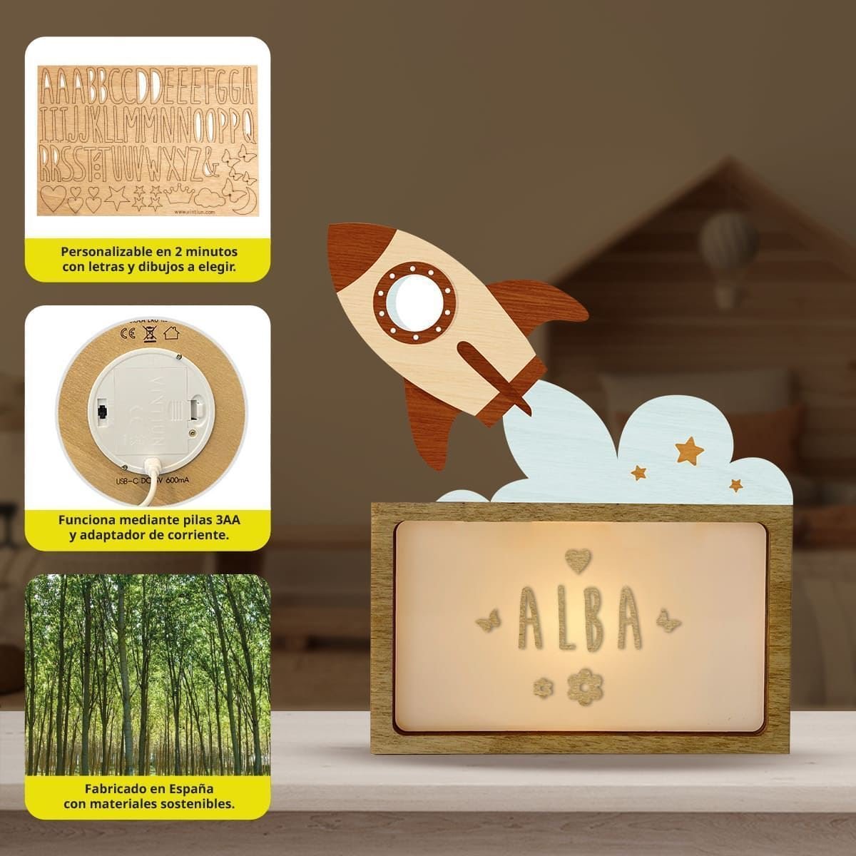 Lámpara Cohete Personalizable