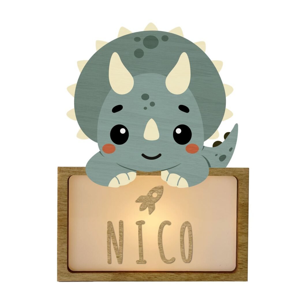 Lámpara Dinosaurio Triceratops Personalizable