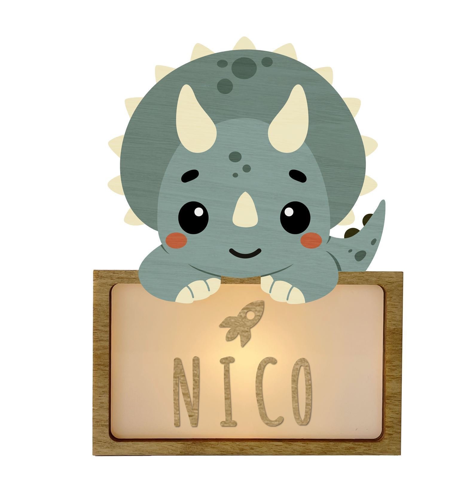 Lámpara Dinosaurio Triceratops Personalizable