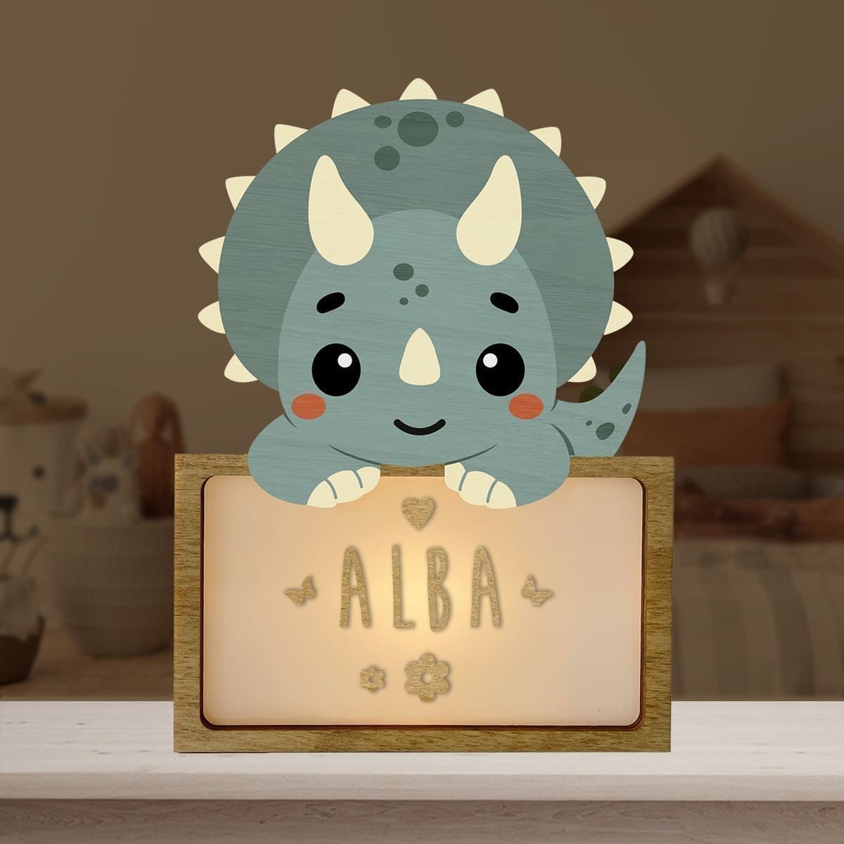 Lámpara Dinosaurio Triceratops Personalizable