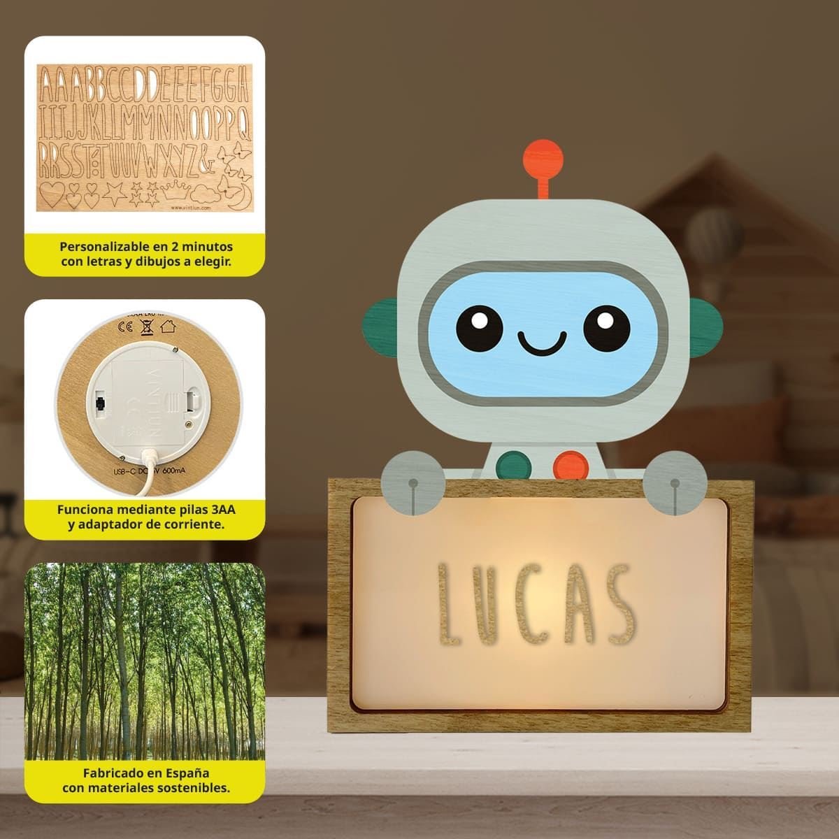 Lámpara Robot Personalizable