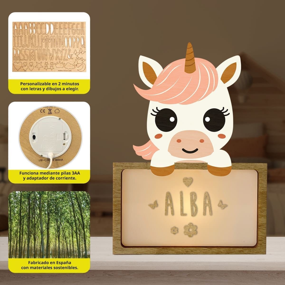 Lámpara Unicornio Derpierto Personalizable