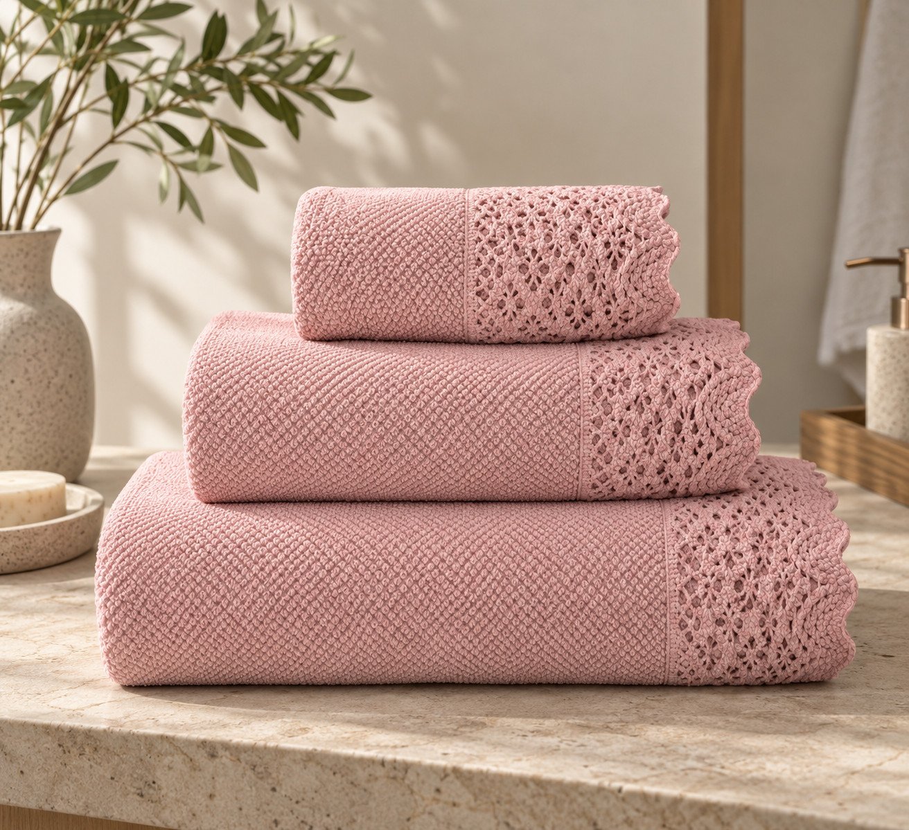 Juego de toallas Renda en rosa